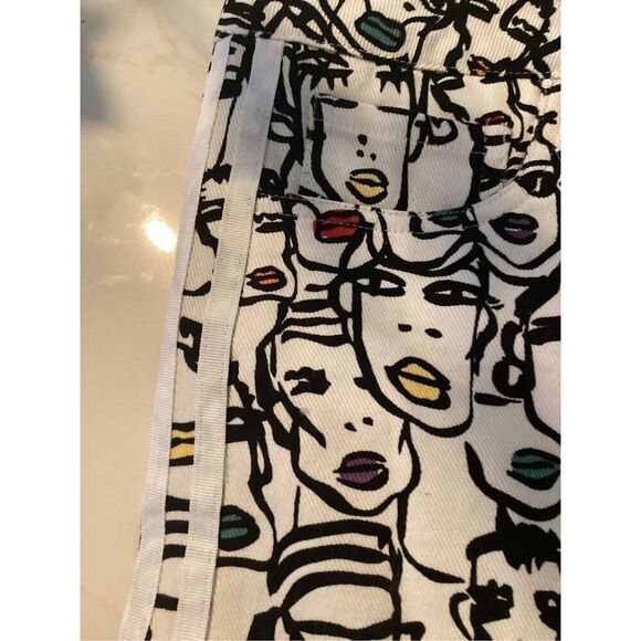 Adidas X Fiorucci Collaboration Abstract Jean Shorts Sz S Faces - Picture 6 of 8